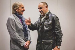 Derek Bell MBE talking to the owner of Omologato - Shami Kalra